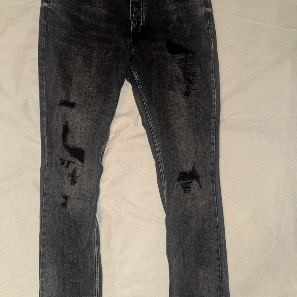 KSUBI Men's Distressed Black van wrinkle Jeans